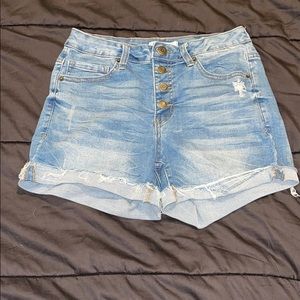 high waisted stretch jean shorts